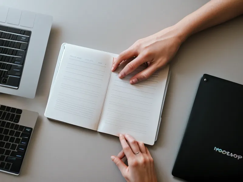Auto-entrepreneure organisant sa gestion d'entreprise depuis un bureau rangé