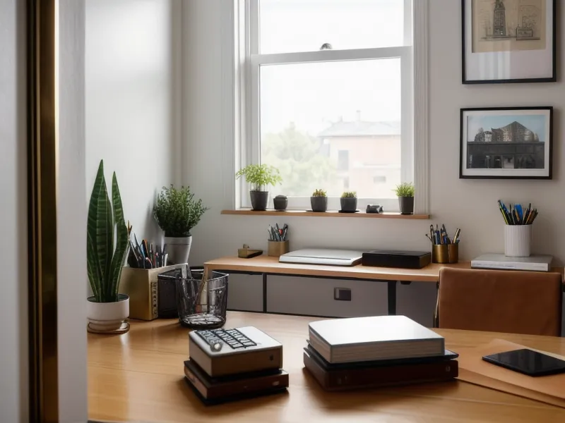 Mains triant factures et justificatifs sur le plateau d'un bureau assis-debout, pour une meilleure ergonomie au travail