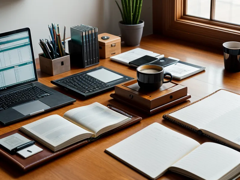 Écran de bureau incurvé sur un poste de comptabilité auto-entrepreneur, pensé pour l'ergonomie et le bien-être au travail