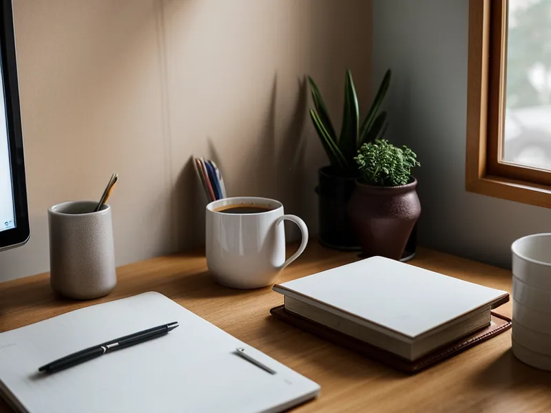 Poste de travail organisé avec écran et supports de formation pour la gestion auto-entrepreneur au quotidien
